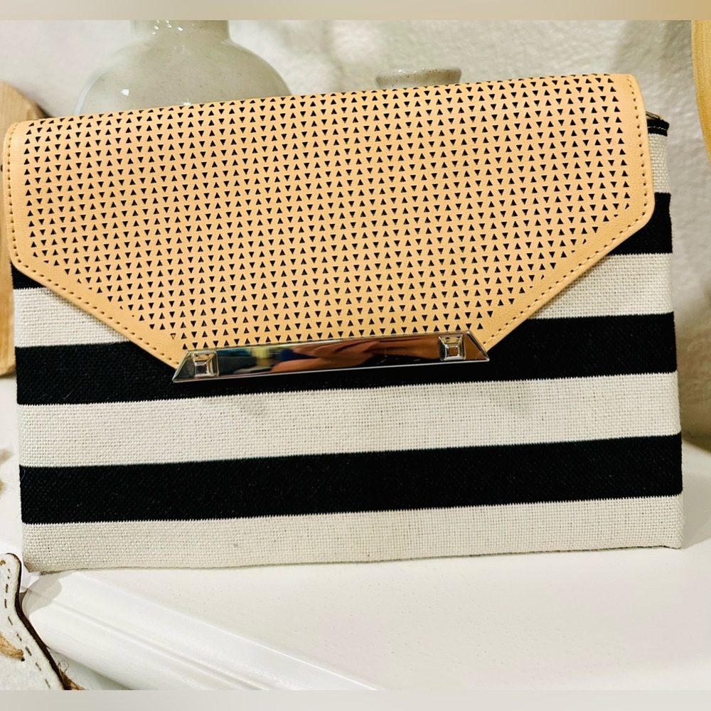 Stella & Dot Always by Your Side striped clutch.